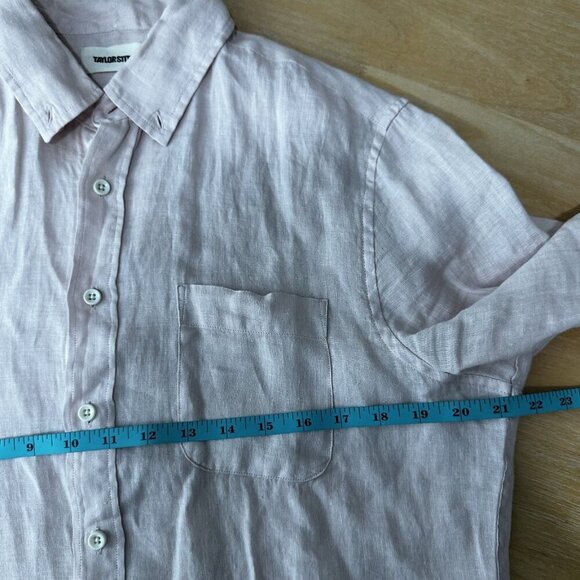 Taylor Stitch Shirt Mens 38 Pink Linen Long Sleeve Button Up Casual Lightweight - Picture 13 of 14